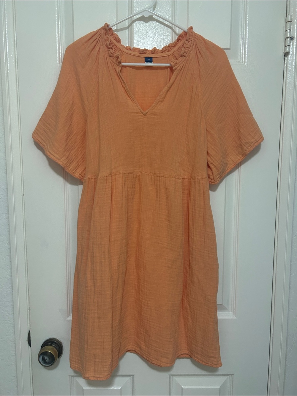 Old Navy Peach Ruffle Neck Gauze Top